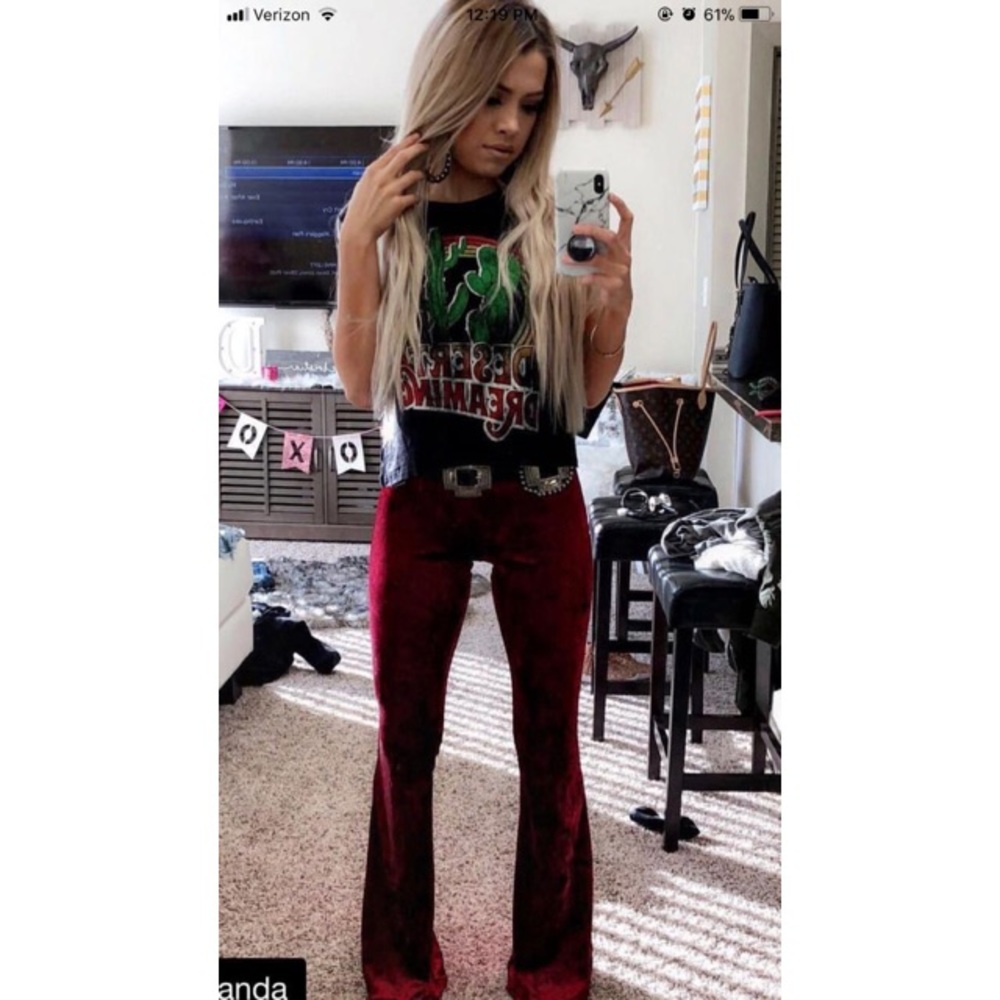 Velvet bell bottom pants, Forever 21